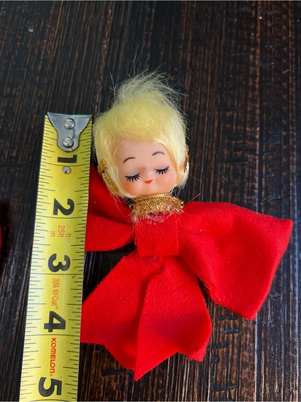 Vintage Retro Pixie Angel Girl Red Bow Christmas Ornaments Japan Lot of 2